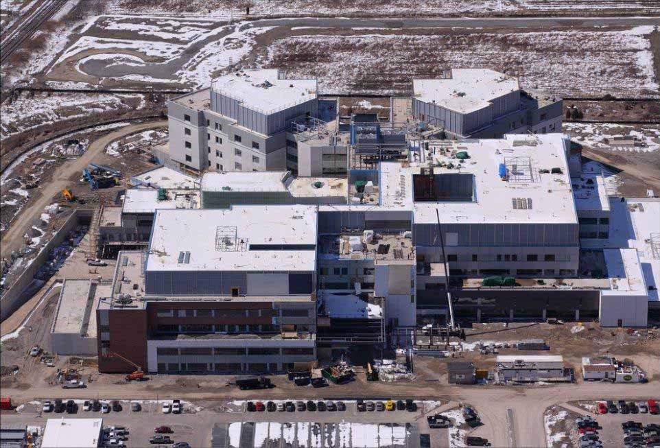 Aerial view of project showing progress to March 28, 2011